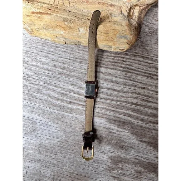 Seiko Quartz Rectangular Ladies Watch Brown Leather Strap Runs New Battery - Picture 8 of 8